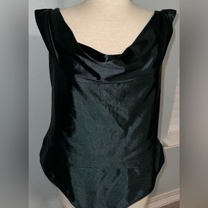 NWT Express Satin Off The Shoulder Thong Bodysuit in Green Size XL